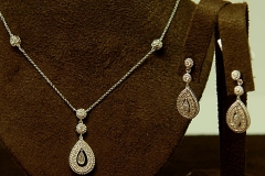 14k WG Diamond Tear Drop Shape Necklace & Earrings