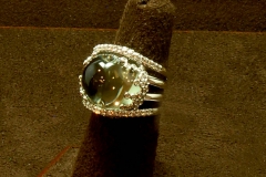 14k WG Green Amethyst & Diamond Ring