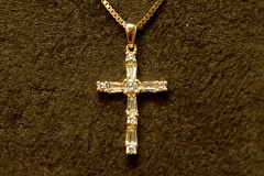 14k YG Diamond Cross