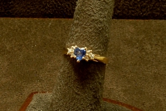 14k YG Heart Sapphire & Diamond Ring