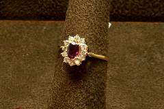 14k YG Ruby & Diamond Ring Natural