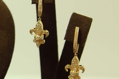 14k YG Diamond Fleurdelis French Clip Earrings
