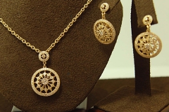 14k YG Diamond Drop Pendant & Matching Post Dangle Earrings
