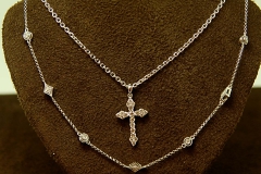 14k WG Diamond Cross & 14k Diamond Link Chain