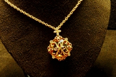 14k YG Citrine, Diamond & Garnet Pendant