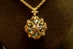 14k YG Green Am. & Purple Am. &Dia. Pendant
