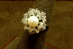 14k WG Pearl & Diamond Ring