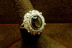 14k WG Diamond & Black Star Sapphire Ring