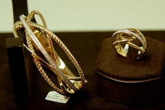 14k YG/WG Diamond Center Bangle/Matching Ring
