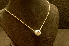 14k YG Dia/Flower Pearl Pendant Galatea