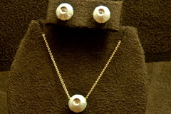 14k YG Dia/Flower Pearl Set Galatea